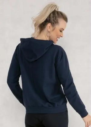 Moda Pop - Casaco com Touca Azul Marinho - MODA POP