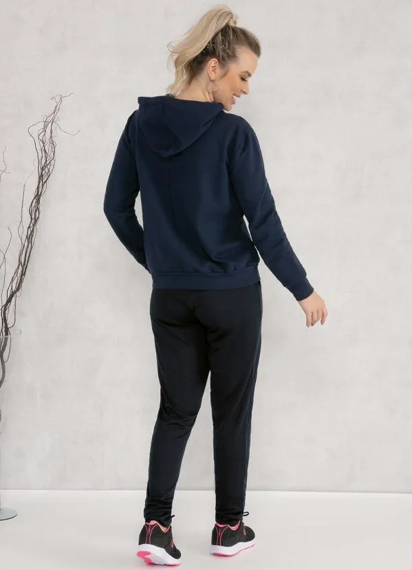 Moda Pop - Casaco com Touca Azul Marinho 4