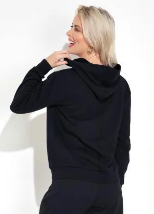 Moda Pop - Casaco com Touca Preta - MODA POP
