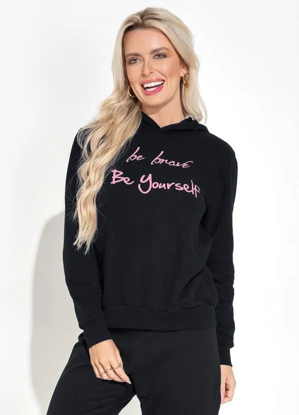 Moda Pop - Casaco com Touca Preta