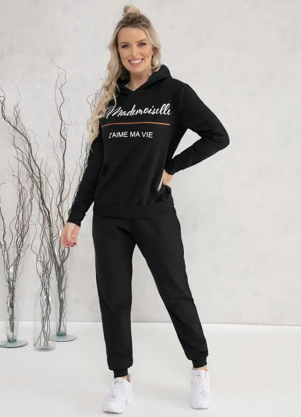 Moda Pop - Casaco com Touca Preto 3