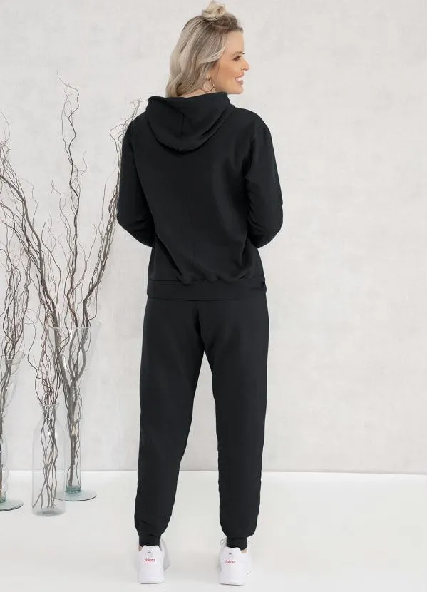 Moda Pop - Casaco com Touca Preto 4