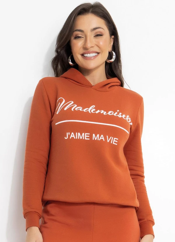 Moda Pop - Casaco com Touca Telha