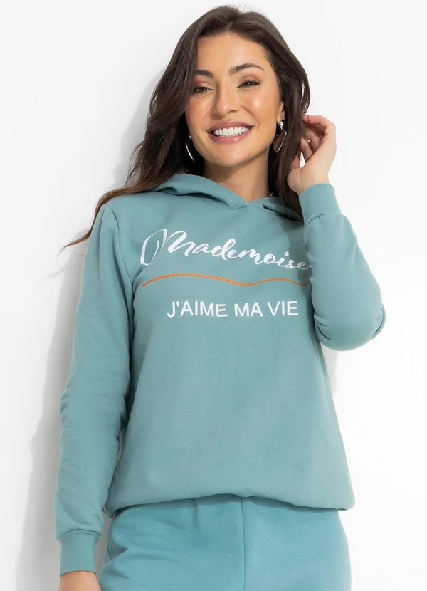 Moda Pop - Casaco com Touca Verde