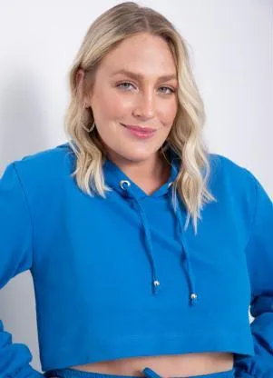 Quintess - Casaco Cropped com Ponteiras Azul - QUINTESS