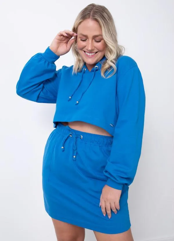 Quintess - Casaco Cropped com Ponteiras Azul