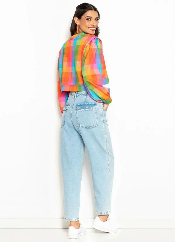 Farm - Casaco Cropped de Moletinho Xadrez de Inverno Estampado 4