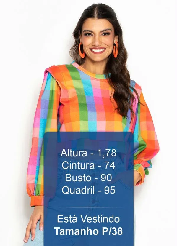 Farm - Casaco Cropped de Moletinho Xadrez de Inverno Estampado 5