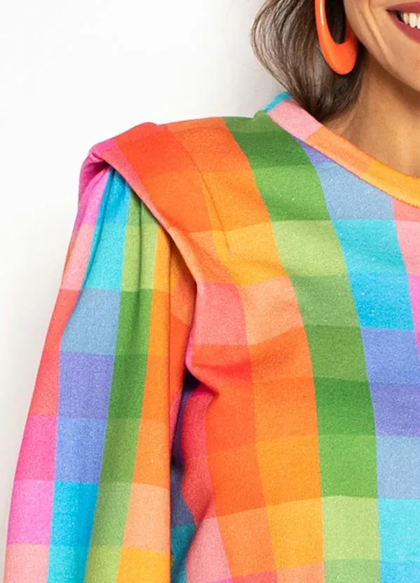 Farm - Casaco Cropped de Moletinho Xadrez de Inverno Estampado 6