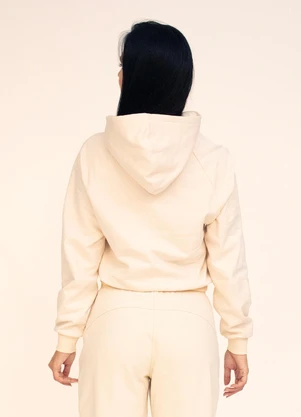 Briard - Casaco Cropped Feminino de Moletom Capuz Branco - BRIARD