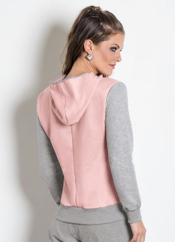 Moda Pop - Casaco de Moletinho com Touca Mescla 2