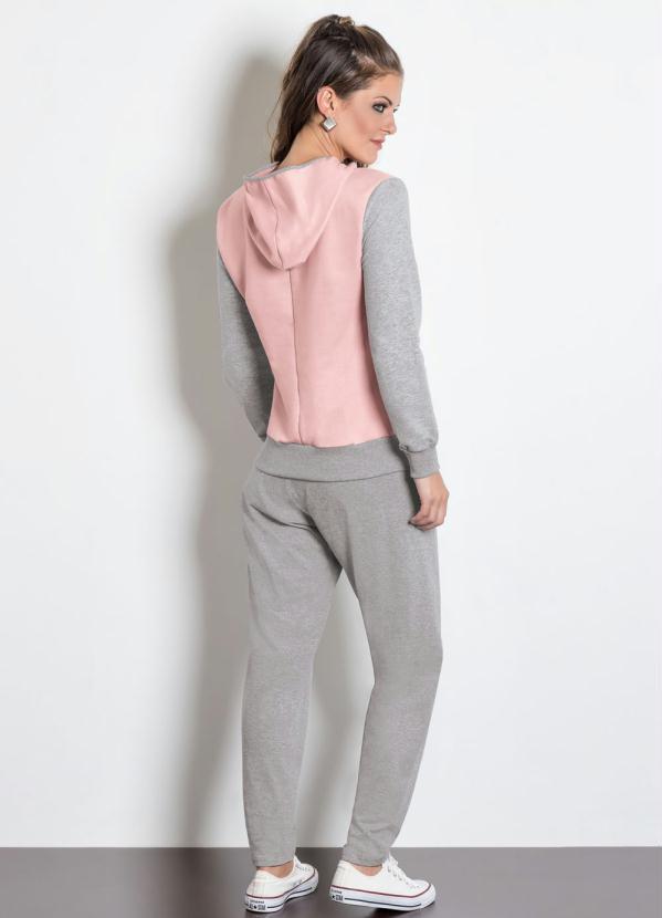 Moda Pop - Casaco de Moletinho com Touca Mescla 4