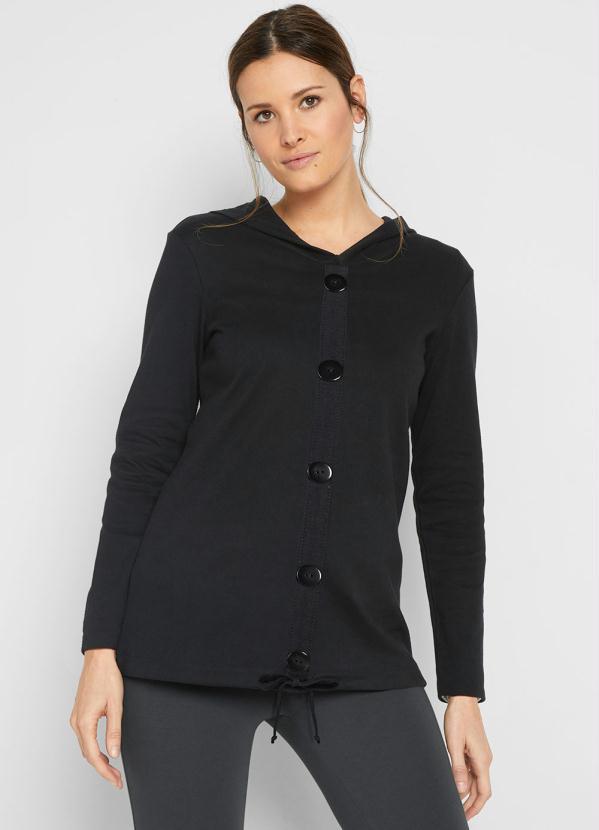 bonprix - Casaco de Moletom com Capuz Preto