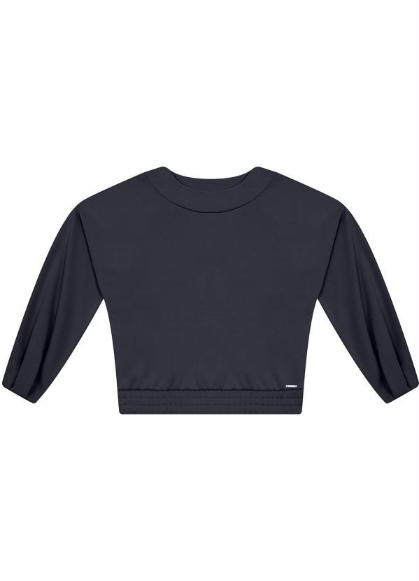 Gris - Casaco de Moletom Detalhes nas Mangas Preto