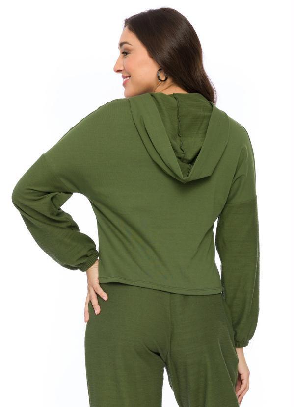 Doce Trama - Casaco em Moletom Rústico Verde 2