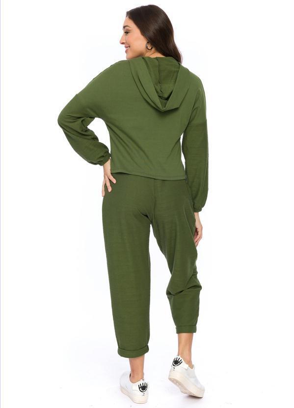 Doce Trama - Casaco em Moletom Rústico Verde 4