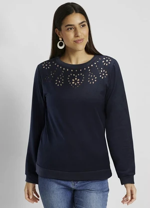 bonprix - Casaco Moletinho Azul Escuro - BONPRIX