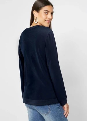 bonprix - Casaco Moletinho Azul Escuro - BONPRIX