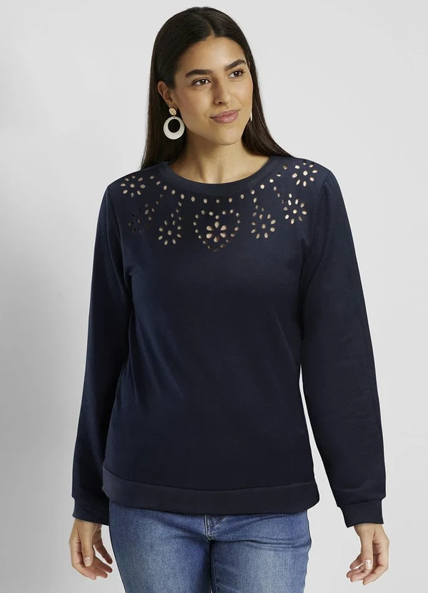 bonprix - Casaco Moletinho Azul Escuro