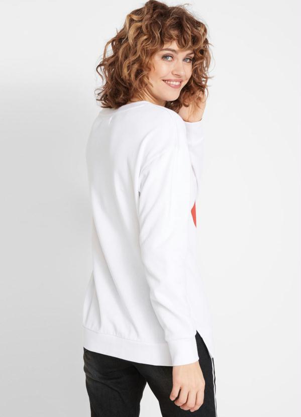 bonprix - Casaco Moletinho com Estampa de Boca Branco 2