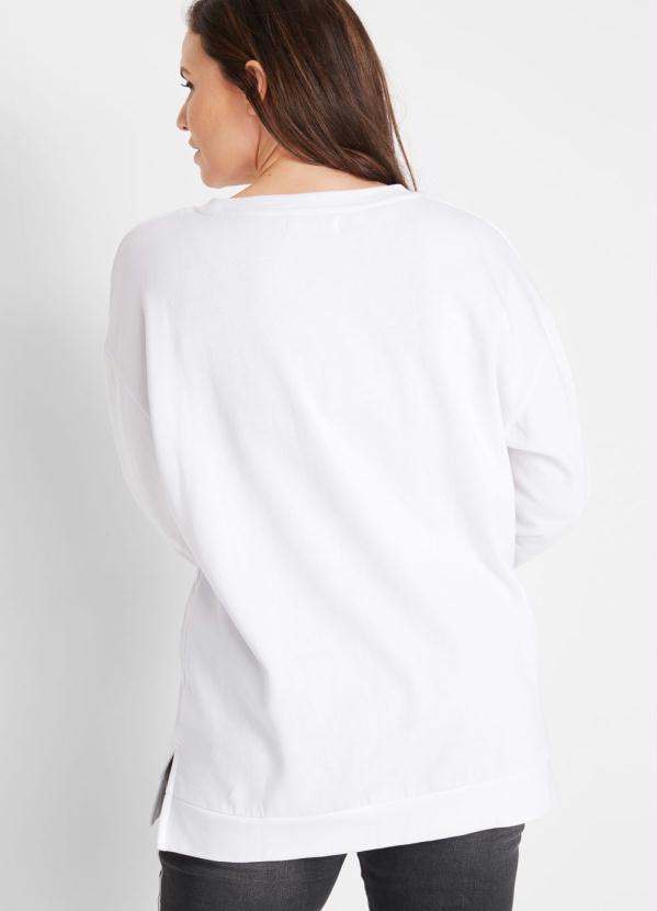 bonprix - Casaco Moletinho com Estampa de Boca Branco 5