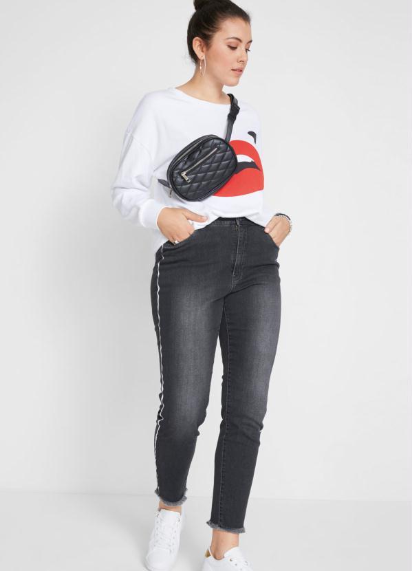 bonprix - Casaco Moletinho com Estampa de Boca Branco 6