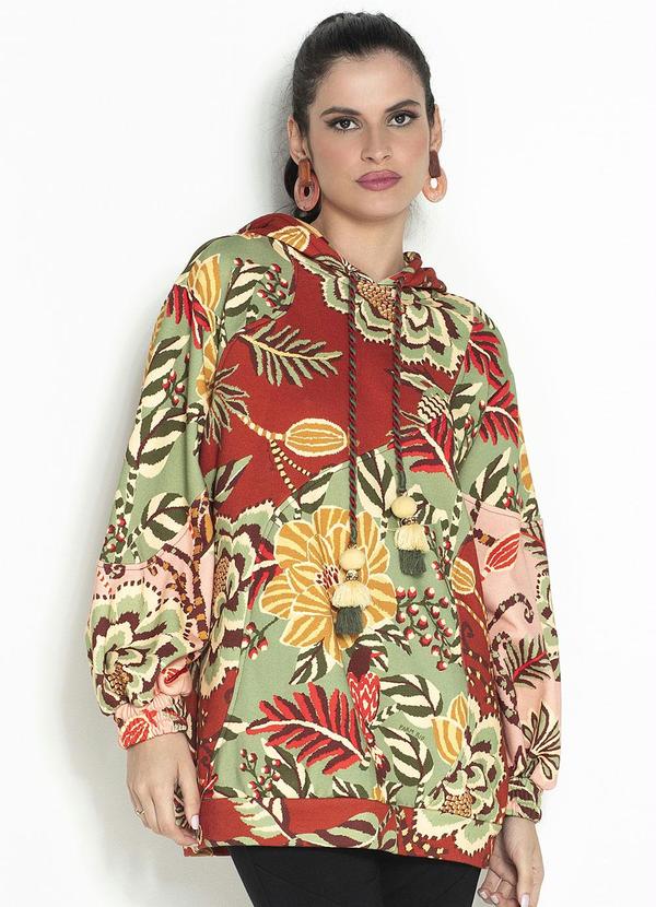 Farm - Casaco Moletinho Patch Flor de Inverno Estampado