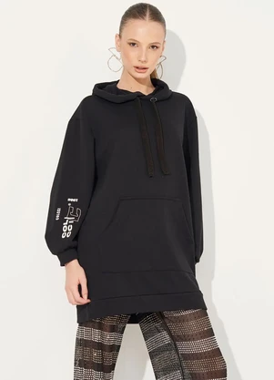 Colcci - Casaco Moletom com Capuz Preto - COLCCI