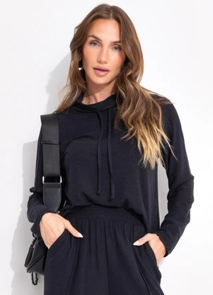 Quintess - Casaco Preto em Malha Texturizada de Viscose - QUINTESS