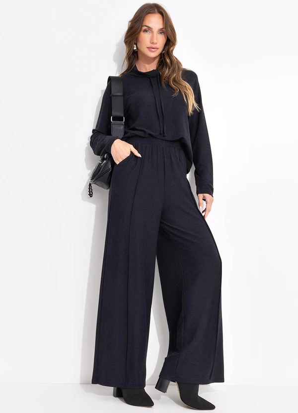 Quintess - Casaco Preto em Malha Texturizada de Viscose 3