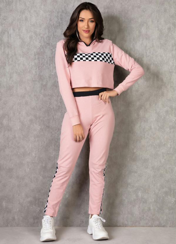 Queima Estoque - Casaco Rosa com Capuz e Recorte Frontal 3