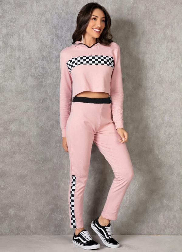 Queima Estoque - Casaco Rosa com Capuz e Recorte Frontal 4