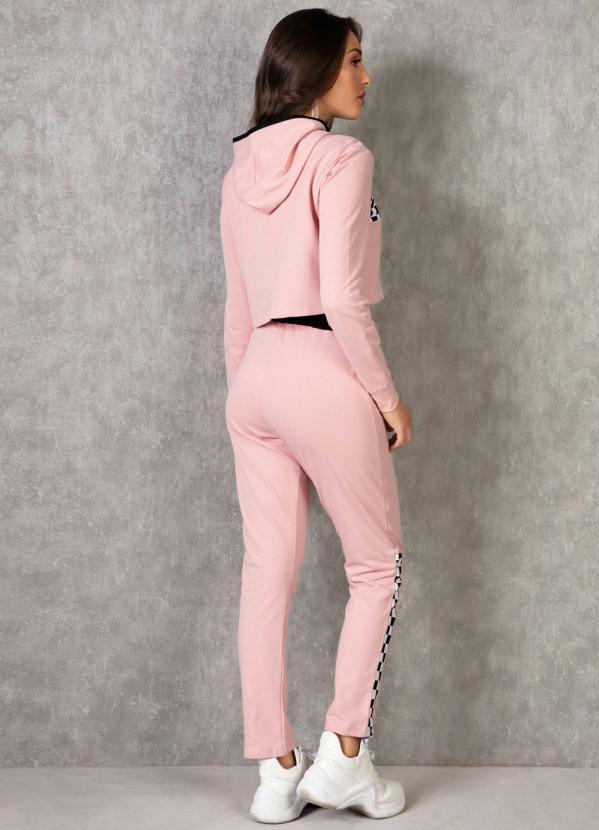 Queima Estoque - Casaco Rosa com Capuz e Recorte Frontal 5