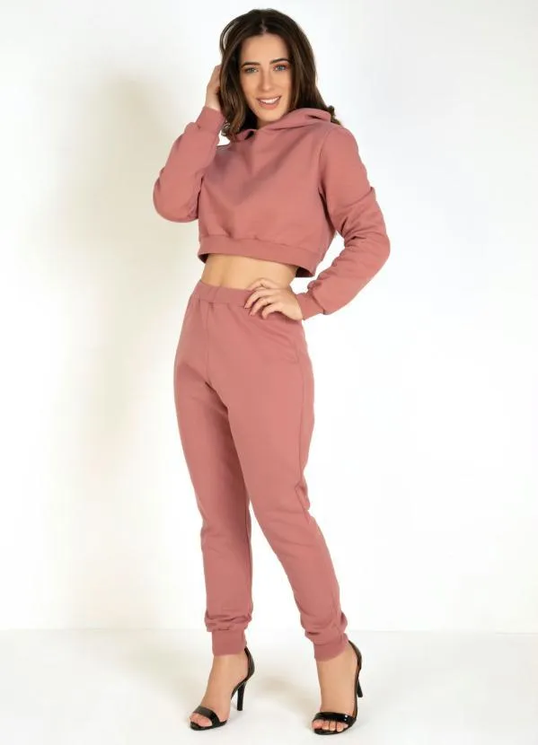 Moda Pop - Casaco Rosê Cropped com Capuz 3