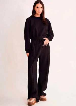 Sofie - Casaco Soft em Moletom Felpado Preto - SOFIE
