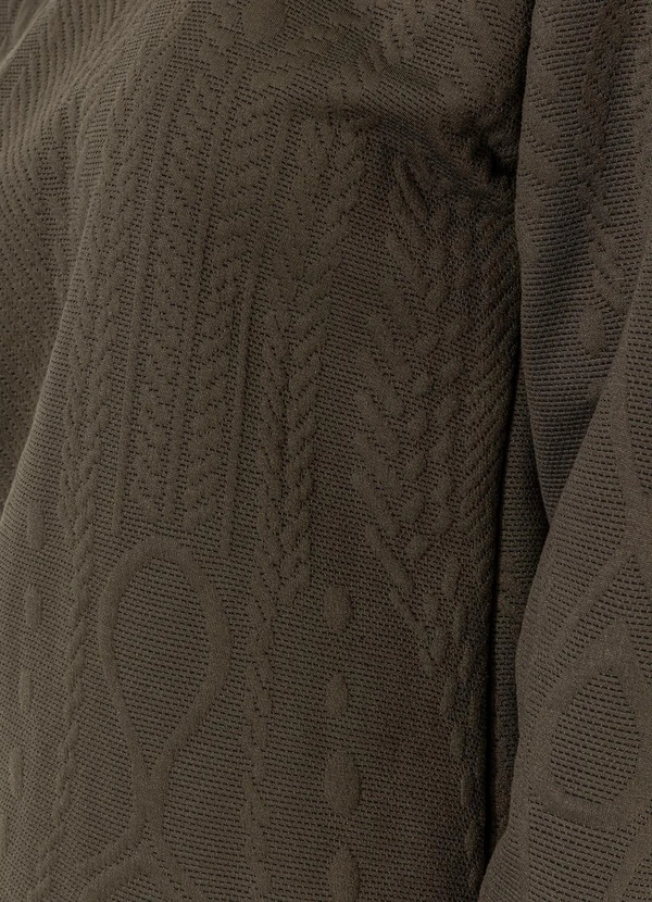 Quintess - Casaco Verde Militar em Malha Jacquard com Textura Relevo 11