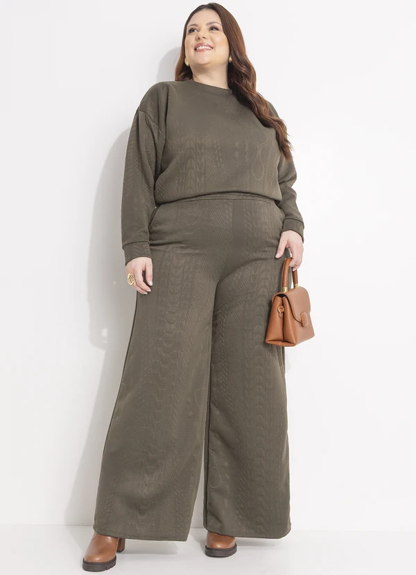 Quintess - Casaco Verde Militar em Malha Jacquard com Textura Relevo 14