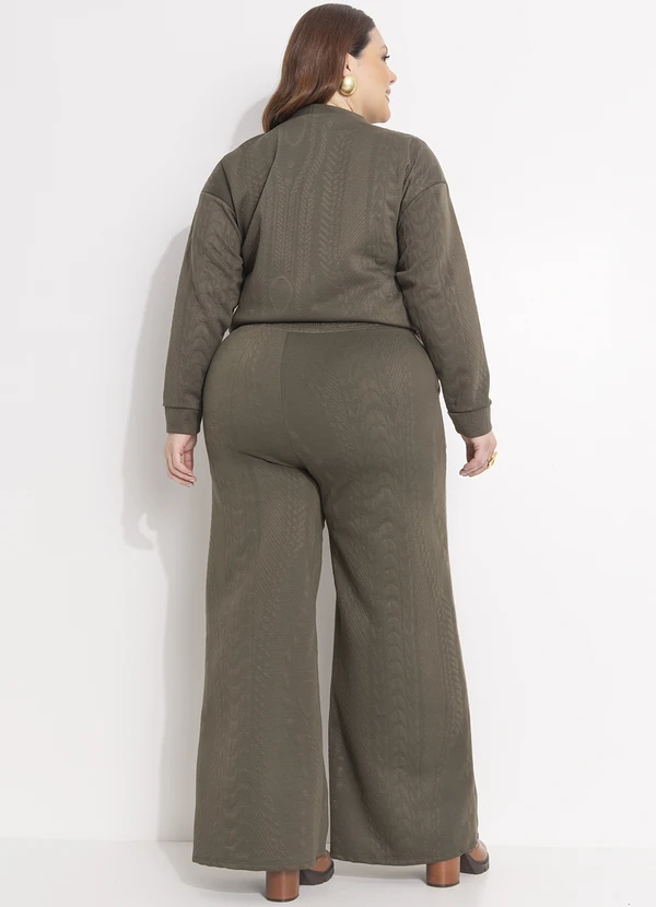 Quintess - Casaco Verde Militar em Malha Jacquard com Textura Relevo 15