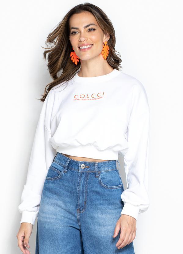 Colcci - Cropped de Moletom Branco