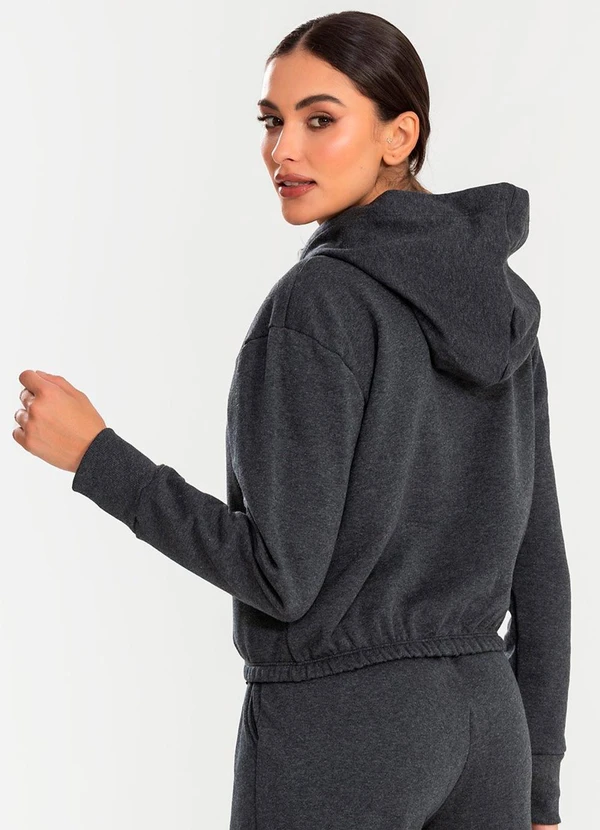 Meu Jeans - Cropped Moletom com Capuz Mescla Escuro 2