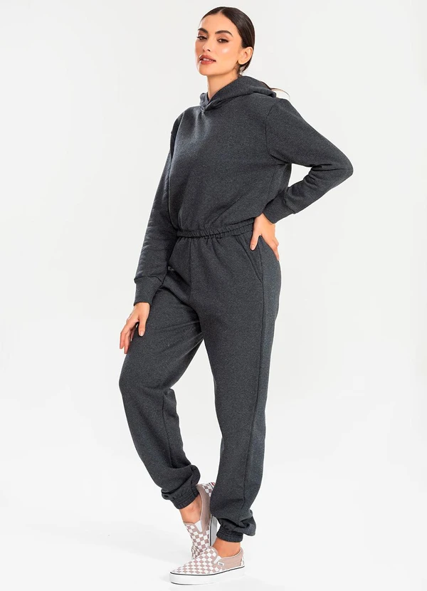 Meu Jeans - Cropped Moletom com Capuz Mescla Escuro 3