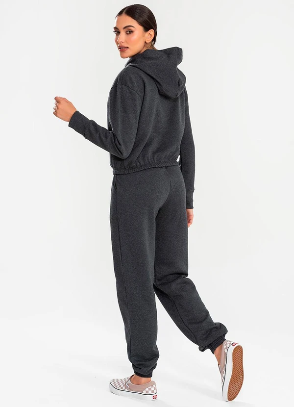 Meu Jeans - Cropped Moletom com Capuz Mescla Escuro 4