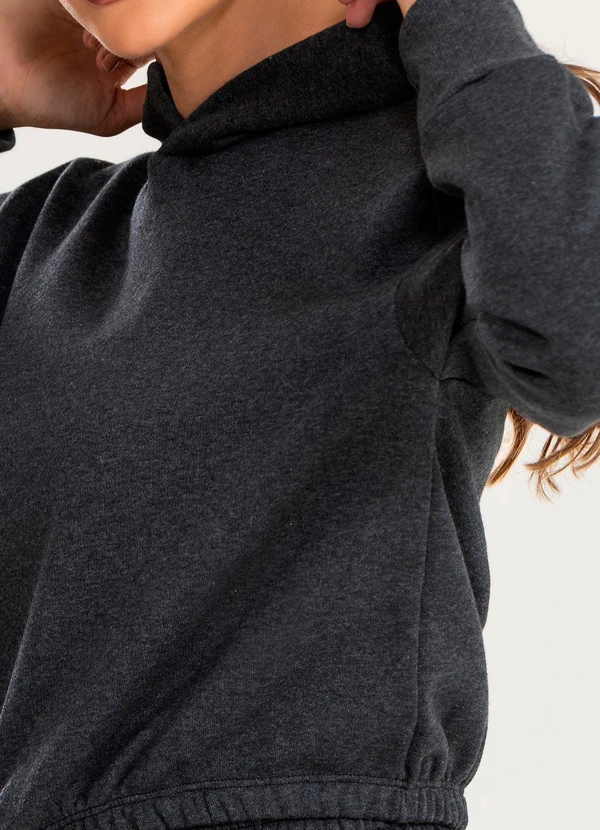 Meu Jeans - Cropped Moletom com Capuz Mescla Escuro 5