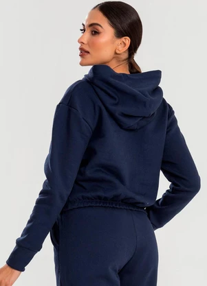 Meu Jeans - Cropped Moletom com Capuz Mescla Escuro - MEU JEANS