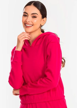 Meu Jeans - Cropped Moletom com Capuz Pink - MEU JEANS