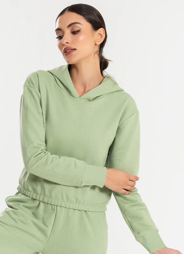 Meu Jeans - Cropped Moletom com Capuz Verde Pistache 2