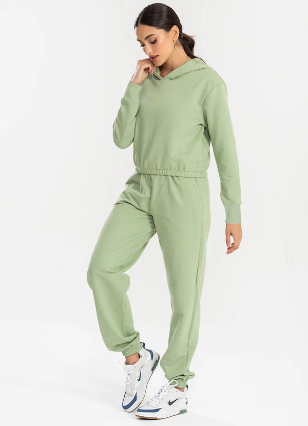 Meu Jeans - Cropped Moletom com Capuz Verde Pistache 4