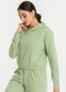 Meu Jeans - Cropped Moletom com Capuz Mescla Escuro - variação: Verde Pistache