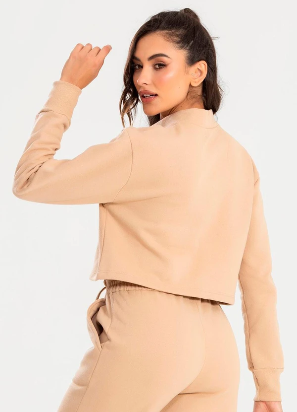 Meu Jeans - Cropped Moletom Gola Alta Cappuccino 2