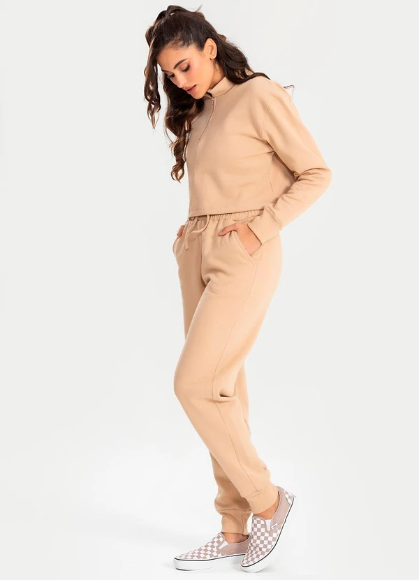 Meu Jeans - Cropped Moletom Gola Alta Cappuccino 3